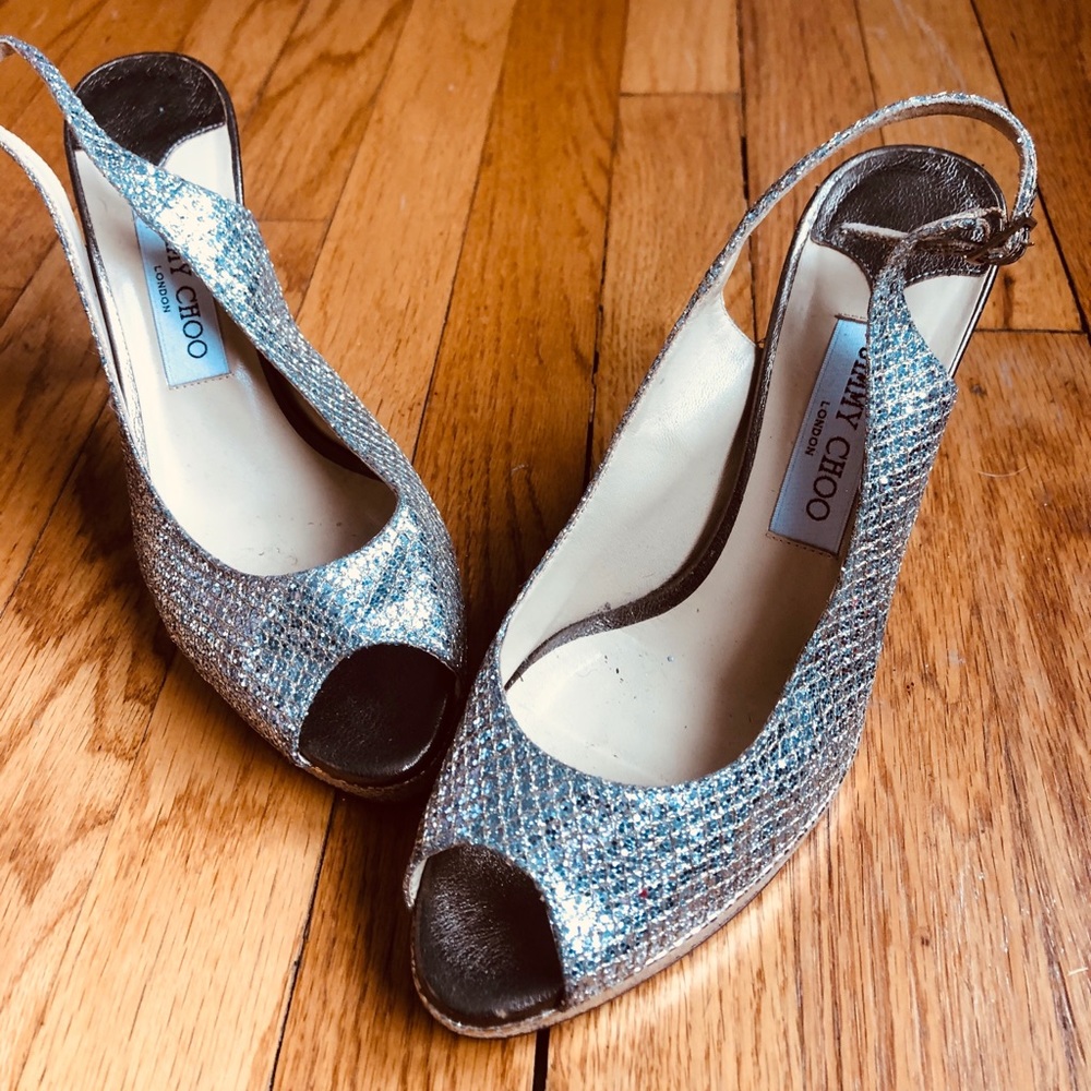 Jimmy Choo Glitter Sling Back Heels - size 9 !!
